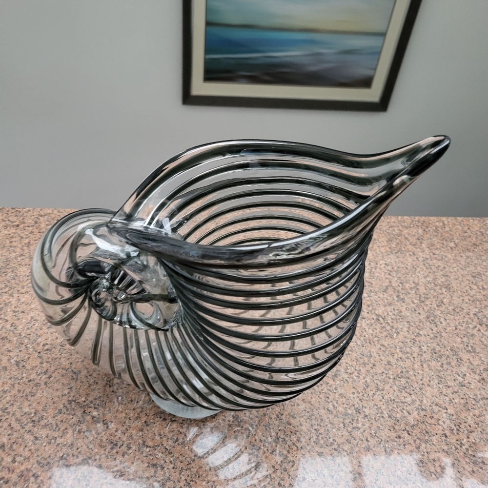 Murano Seashell Glass Vase Oversized Nautilus Sea Art Decor Nautical 🐚 - Picture 3 of 6